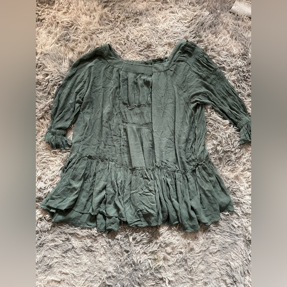 Free People Tunic Dress Tiered Babydoll Teal Blue Boho Sz small